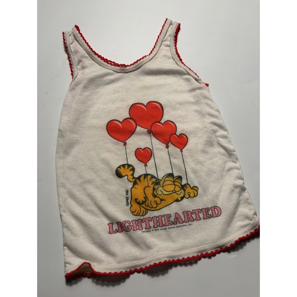 Vintage 1978 Garfield Lighthearted, Hearts  Davis Tank top Youth Sz 4-6